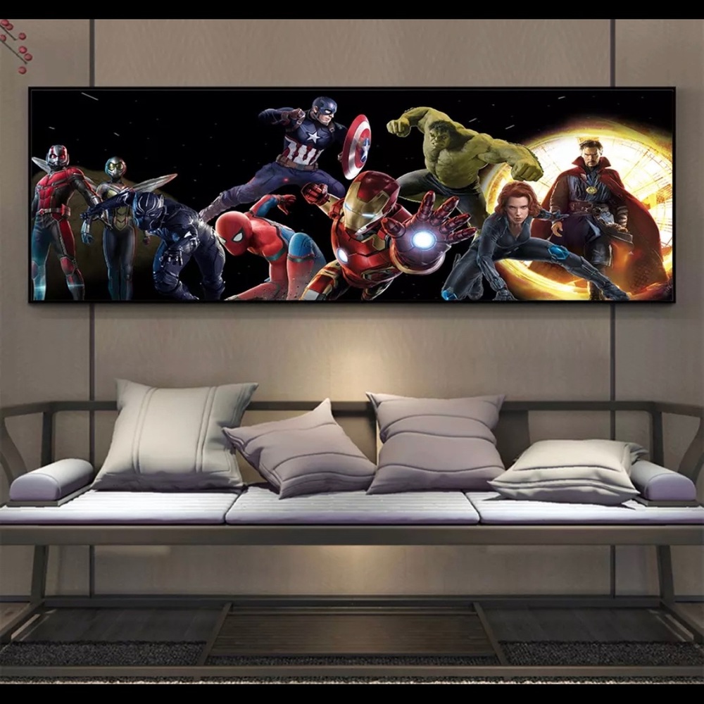 Marvel Super Hero Picture (58”x23”) 4.8ft by 1.9ft wall art NEW! Just made